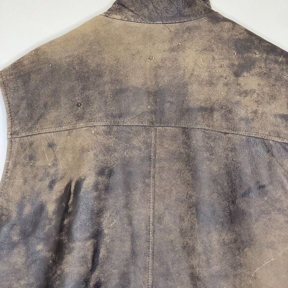 Vintage Banana Republic Leather Vest Hunting Bomber Travel Streetwear Grunge Lg - Picture 5 of 15